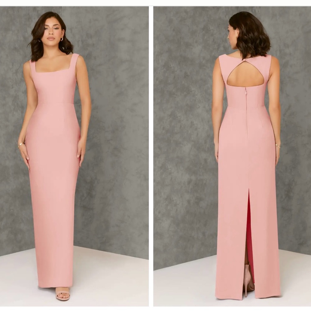Azazie Flori Square Neck Sheath Dress in Rosette